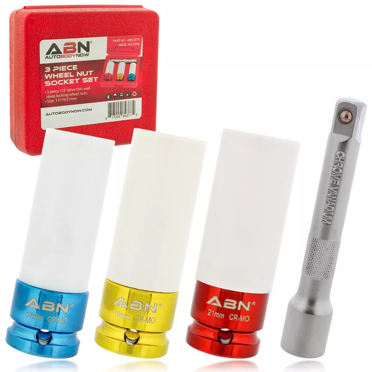 ABN 1 2 Thin Wall Impact Socket Set 3 Metric Sockets with