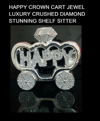 Silber GEBROCHENER DIAMANT funkelnder ROYAL CART JUWEL Ornament HAPPY CROWN WHEEL BLING
