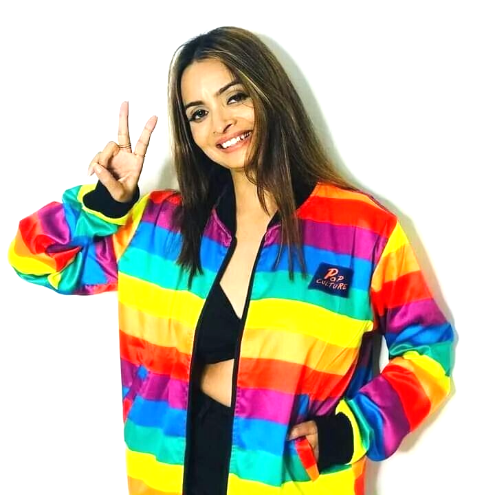 Bomber Jacket Unisex Rainbow Pride LGBTQ plus gay lesbian NWOT, Size- L-image