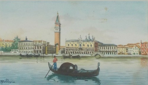 Vintage Original Watercolor Painting of Venice by A Bolderin Listed - Picture 2 of 5
