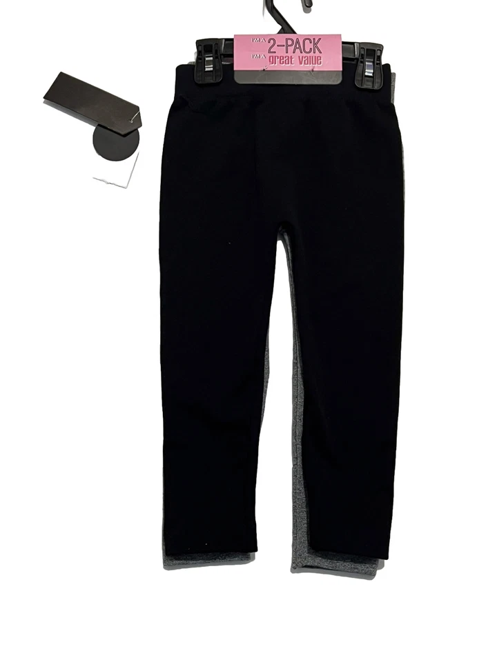 ¡NUEVO CON ETIQUETAS! Paquete de 2 leggings Star Ride para niñas pequeñas talla 4T gris-negro Foto 3 de 4