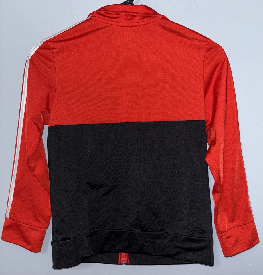 Adidas Athletic Track Jacket Youth Size Small 8 Black Red White Stripes - Image 4 of 4