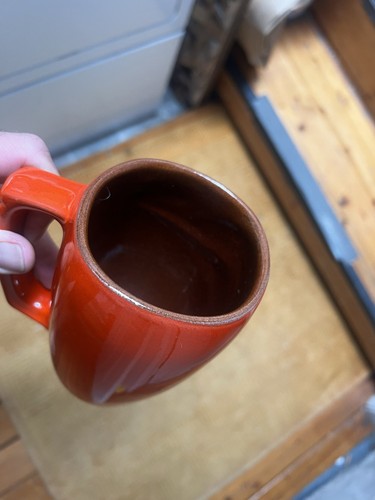 Rare frankoma pottery vintage Red Orange Coffee Mug - Picture 4 of 10