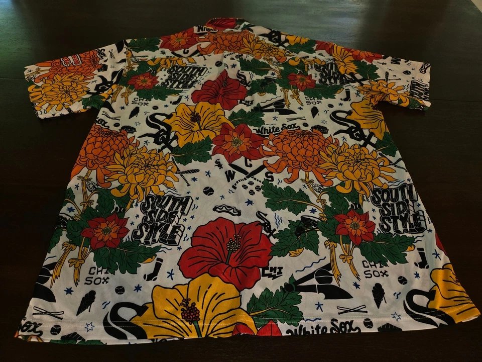 Camisa Botón Floral Chicago White Sox XL Colorida Destructor Hawaiano Rocas Foto 4 de 4