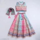 Traditional Ethnic Printed Mirror Work Lehenga & Blouse With Dupatta