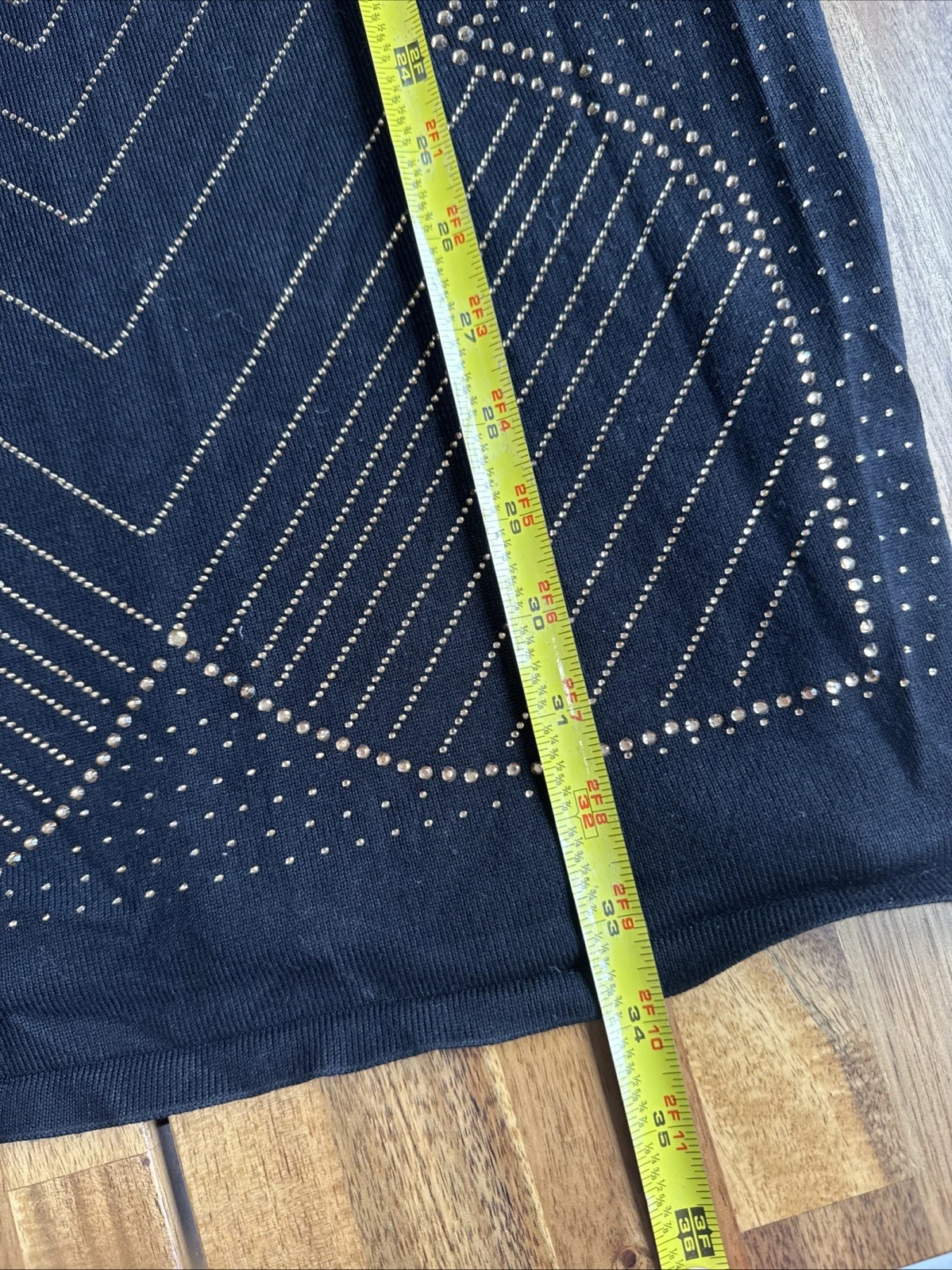 VETEMENTS Abito donna Say What elegante XL nero elasticizzato midi manica lunga strass