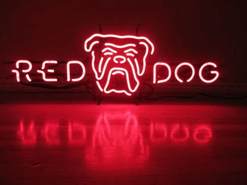 VINTAGE RED DOG BEER NEON SIGN dated 1994