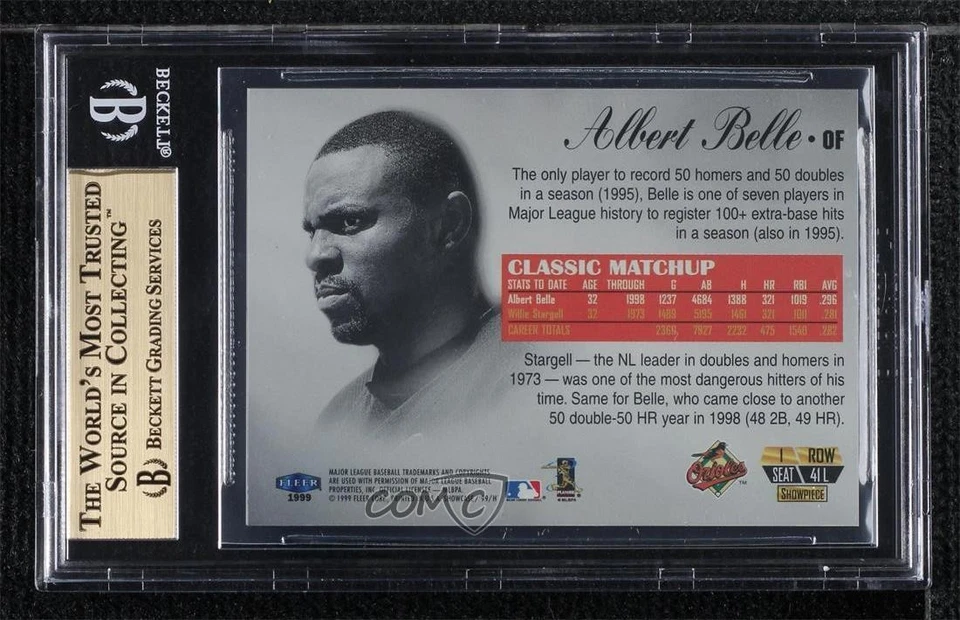1999 Flair Showcase Row 1 Legacy Collection /99 Albert Belle BGS 9.5 GEM MINT - Image 2 of 2