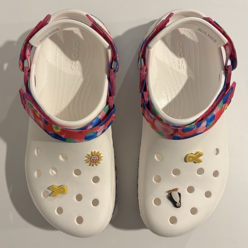 Zuecos Crocs Hiker Xscape para mujer 11 zapatos plataforma correa ajustable blanco rosa - Imagen 4 de 7