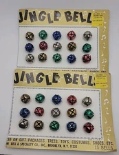 New Vintage2 Criterion 1/4 inch Jingle Bells Cards 30 Bells 5 Different Colors 