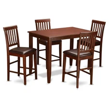 East West Furniture Buckland 5-piece Wood Counter Height Dining Set in Mahogany
