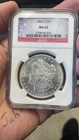 1880-S Morgan Silver Dollar $1 NGC MS62-Frosty PQ-90% Silver