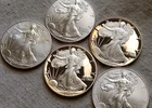 5pc American Silver Eagle Lot 2008-W & Proof Key Date 1986 1oz .999 See Pictures