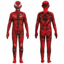 Kids Venom 2 Carnage Cletus Kasady Zentai Cosplay Costume Jumpsuit Halloween