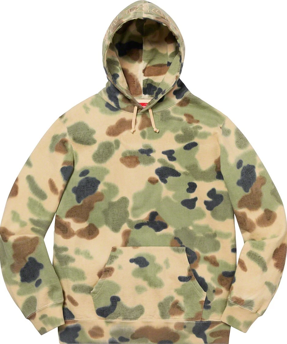 SUPREME :) SS20 Sweat shirt à capuche overdyé camouflage peint MOYEN 100 % NEUF AUTHENTIQUE