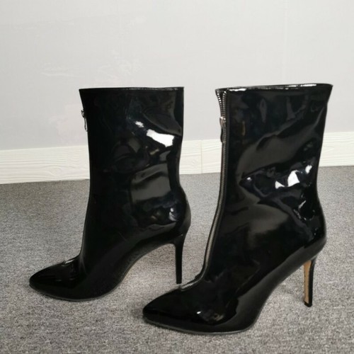 Nuevas botas al tobillo de cuero brillante punta puntiaguda para mujer tacón alto talla 35-47 - Imagen 8 de 12