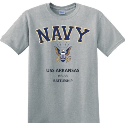 USS ARKANSAS  BB-33 *BATTLESHIP* NAVY EAGLE* T-SHIRT. OFFICIALLY LICENSED