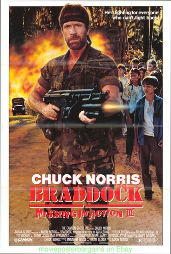 MISSING IN ACTION III MOVIE POSTER Orig N.MINT Folded 27x41 Style B CHUCK NORRIS