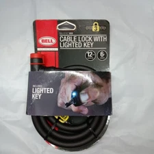 Bell Cable Bike Lock With 2 Lighted Keys 6 ft Cable 12 mm diameter New