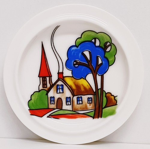 Art Deco Village 2 Mugs 2 Coasters Set Fine China 300ml Cups Lids Country Scene - Picture 13 of 13