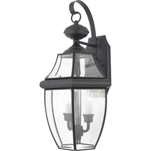 Quoizel NY8317 Black Newbury 2-Light 20"H Outdoor Wall Sconce With Clear Glass