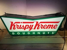 Large Krispy Kreme Doughnuts Double-Sided Hanging Lighted Original Store Sign Ad
