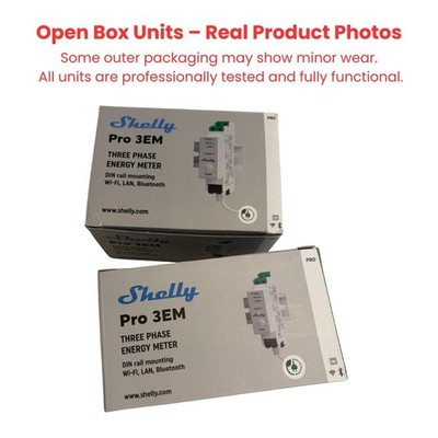 Shelly Pro 3EM 3-Phase Energy Meter WiFi LAN DIN Rail Power Monitor Open Box