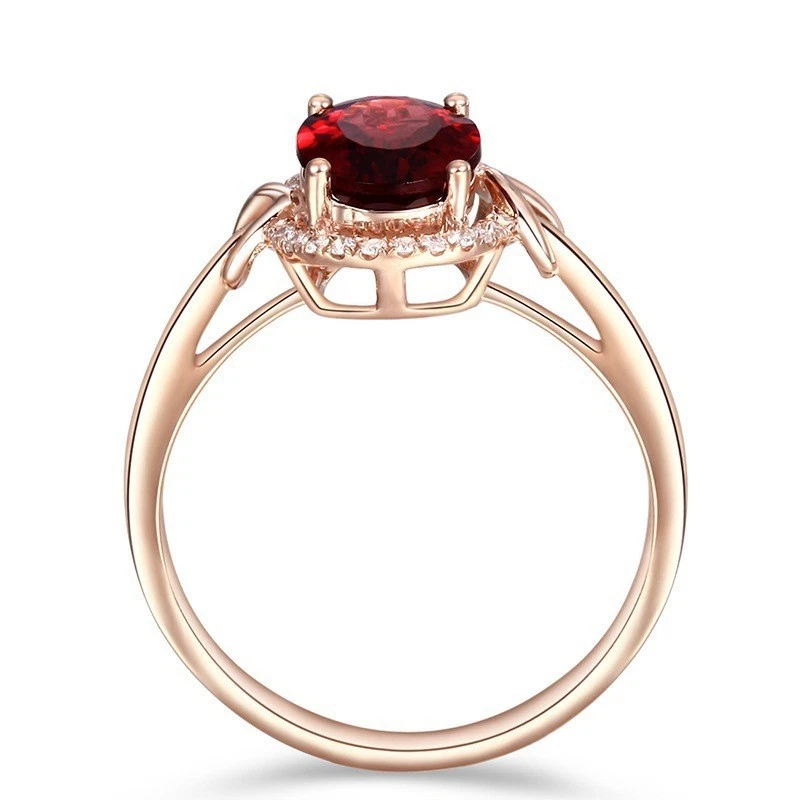 Luxus Damen Ring 18K Rosévergoldeter Rotem Kristall Imitations-Rubin Verstellbar - Bild 3 von 4