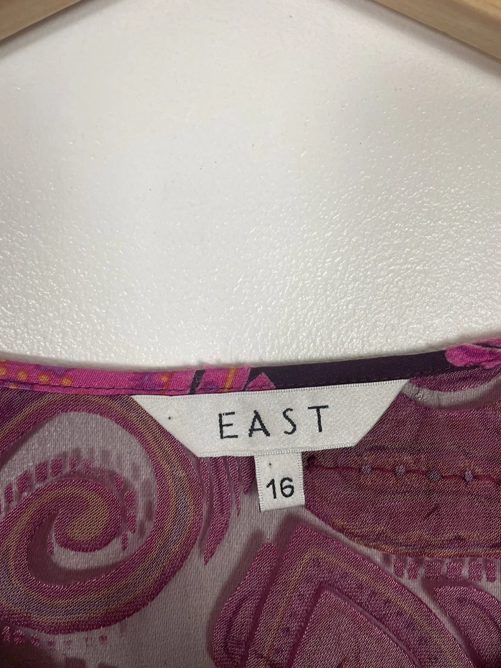 East Pink Paisley Silk Blend Beaded Long Sleeve  Top - Size 16 - Image 3 of 4