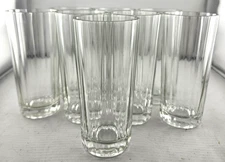 Set of (8) Vintage Bormioli Vitrosax Italy Clear Glass Skinny Juice Glasses 5”