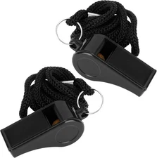 Whistle, Whistle for Coaches, Plastic Whistles 2 Pack, Black 2 PACK 