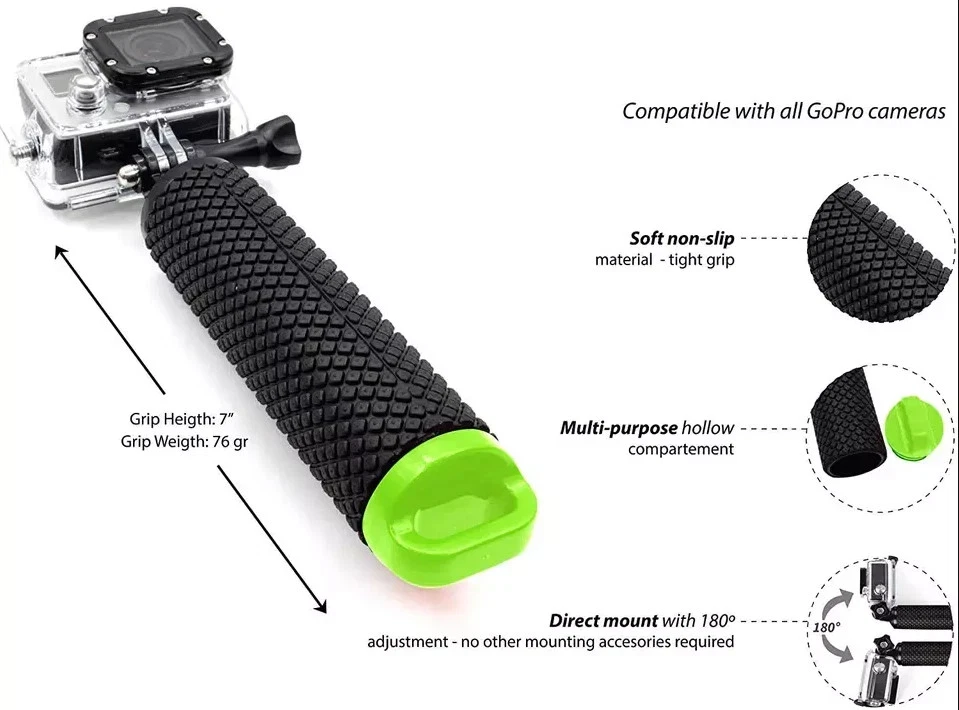 Floating Hand Grip Handler Pro Selfie Stick Waterproof For GoPro HERO 13/12/11/9 - Image 4 of 4