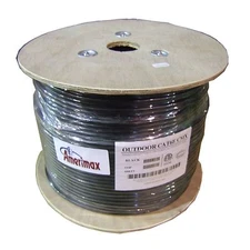 CAT6 Outdoor Waterproof UV Direct Burial Ethernet Cable Black PURE COPPER 1000FT