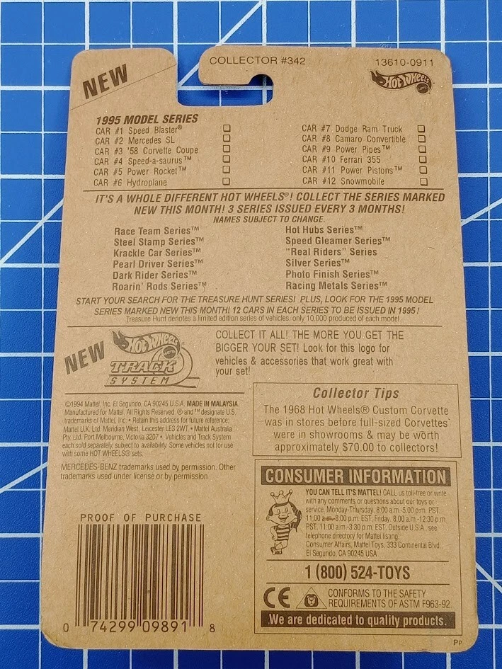 New Hot Wheels 1995 Model Series #2 of 12 Cars Red Mercedes SL #13610 Diecast - Image 3 of 3