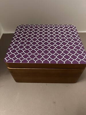 Spice Box Cooks Essentials Wood Five Compartment Teak Wood Dried Herbs Purpl Top