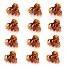 12Pcs Small Claw Clips Brown 1.2 inch Plastic No-Slip Mini Thin Hair Styling