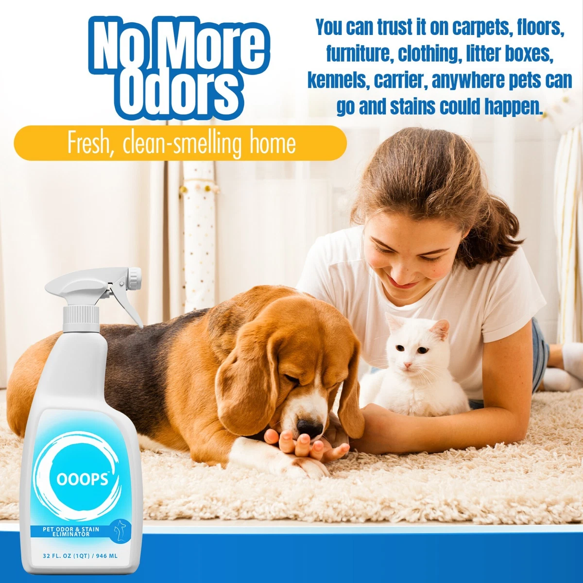 Pet odor top and stain eliminator