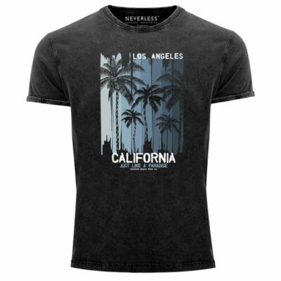 Herren Vintage Shirt  Los Angeles California USA Sommer Bedruckt Aufdruck Print