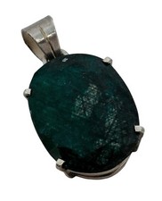 Gigantic Natural Green Emerald Solid 925 Sterling Silver Necklace Pendant 