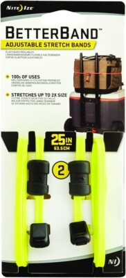 Pack of 2 Nite Ize BetterBand 25'' Neon Yellow Adjustable Tie Down Stretch Band