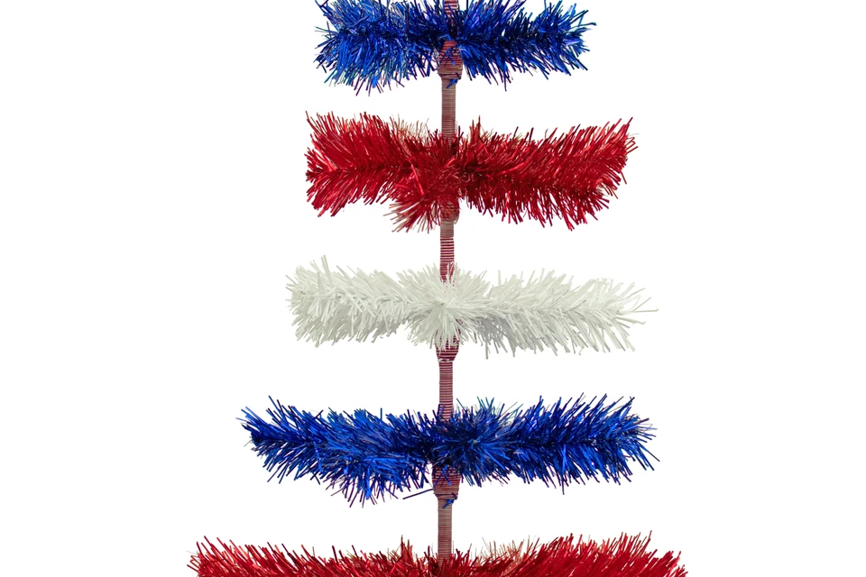 4th of July Tinsel Christmas Tree, Classic Layered Style Red, White, & Blue 48'' - Image 3 of 4