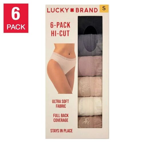 Lucky Brand Sm Cotton Lined Underwear 6-Pack Panties Soft Stretch Tagless Lace - Picture 2 of 11