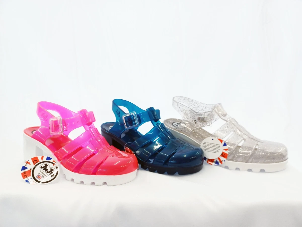 Ladies jelly shoes heels sandals holiday beach party glitter women
