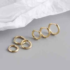 9CT GOLD SLEEPER  & SILVERR HOOP EARRINGS - Sizes: 12mm - 20mm