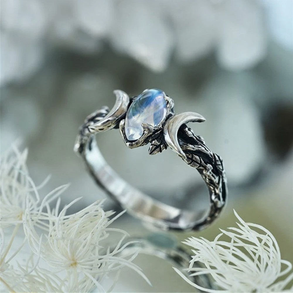 Moonstone gemstone engagement sales rings