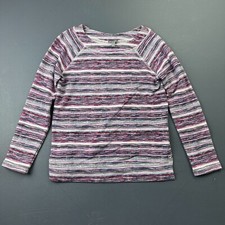 T By Talbots Sweater Women  s P Small Purple Striped Long Sleeve Knit Casual