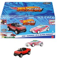 Hot Wheels Pull Back Speeders Metal Gmc Hummer Ev & Alpha Pursuit 1:43 2 Autos