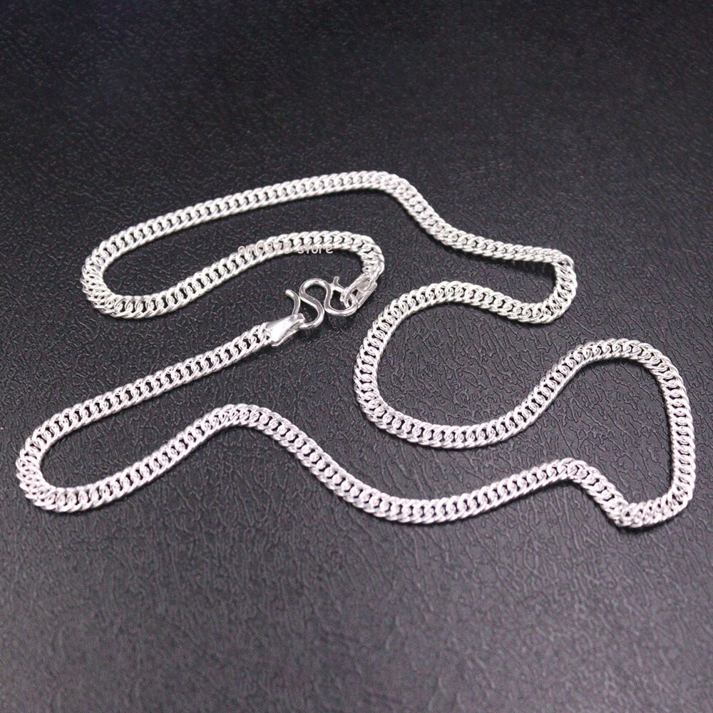 Pure 999 Fine Silver Necklace For Men Women Curb Link Chain