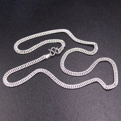 Pure 999 Fine Silver Necklace For Men Women 3.5mm Curb Link Chain