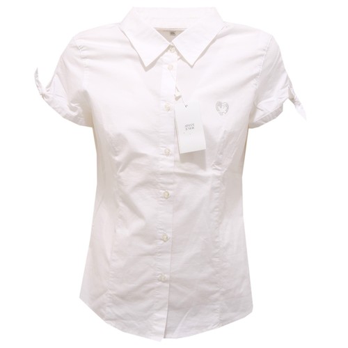 0969T camicia bimba ARMANI JUNIOR cotone bianco manica corta shirt kid |  eBay